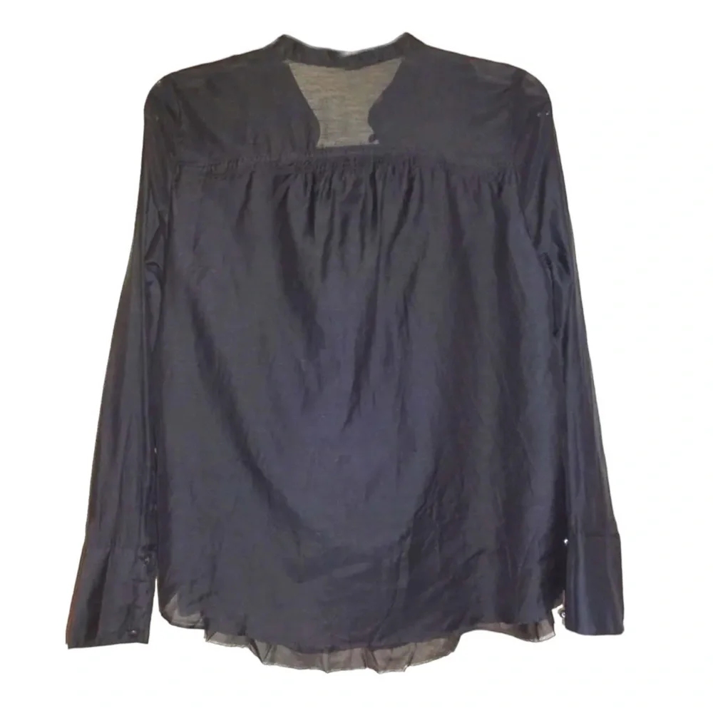 Free People Layers of Black Top XSMALL 2 Mandarin Collar Cotton Silk Breathable